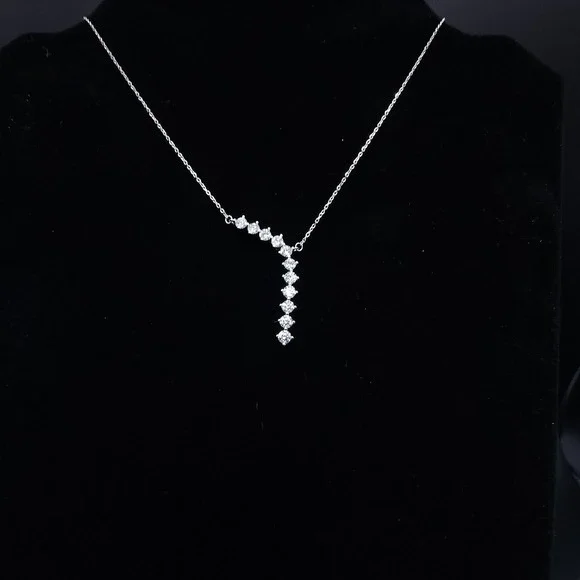 2.2 CTW Moissanite Waterfall Pendant  925 Silver GRA Certified Brilliant Jewelry - Picture 12 of 16